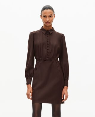 The Kooples WOMEN CHOCOLATE short dress in brown wool