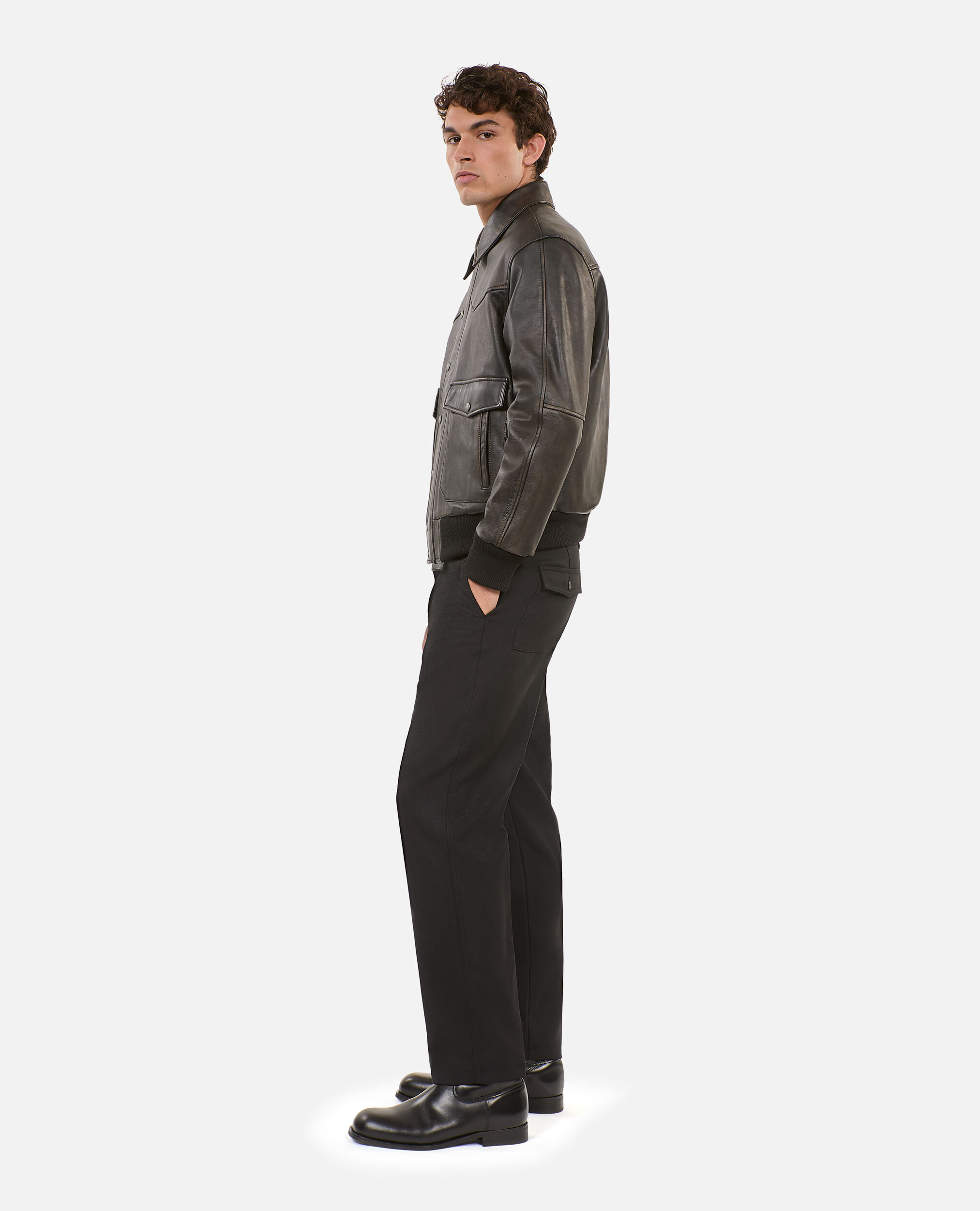 Men's Brown leather jacket | The Kooples US