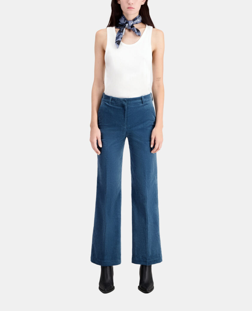 The Kooples MUJER BLUE PETROL pantal&oacute;n azul terciopelo acanalado