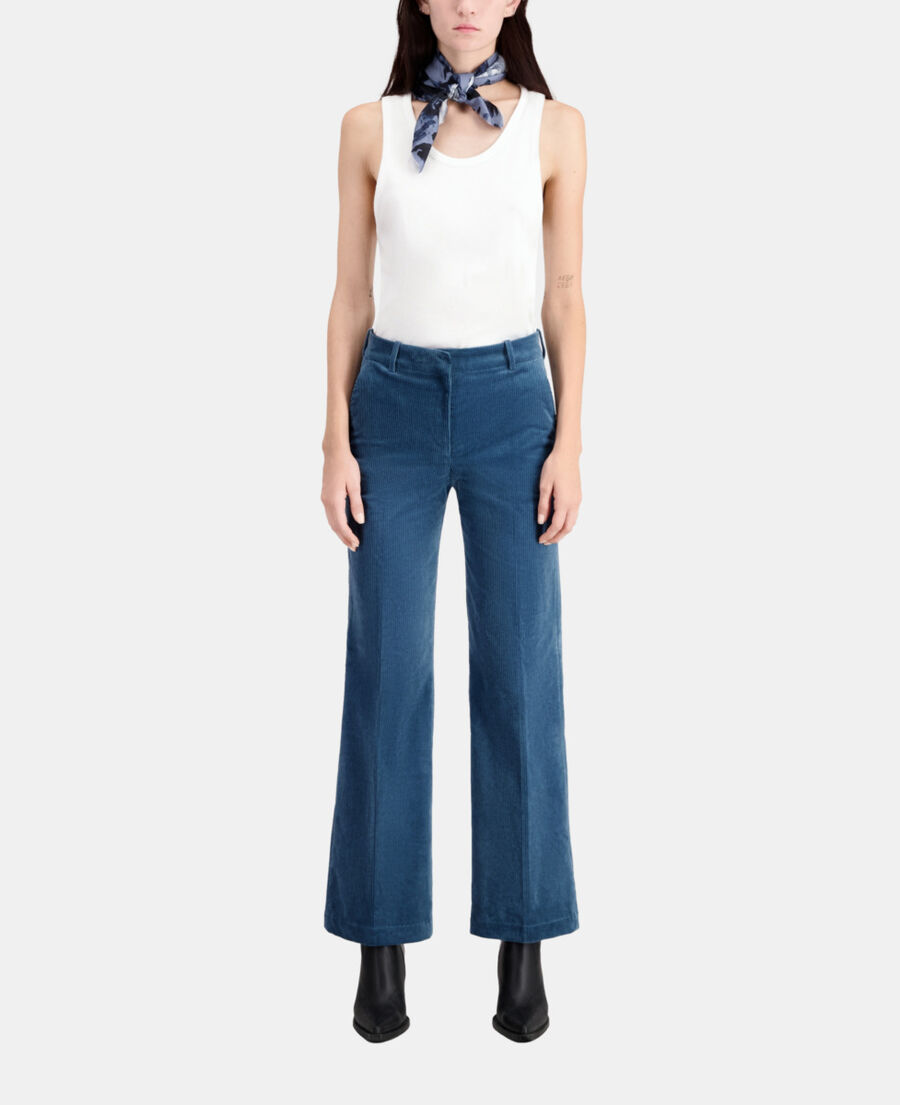 The Kooples DAMEN BLUE PETROL blaue hose aus cordsamt