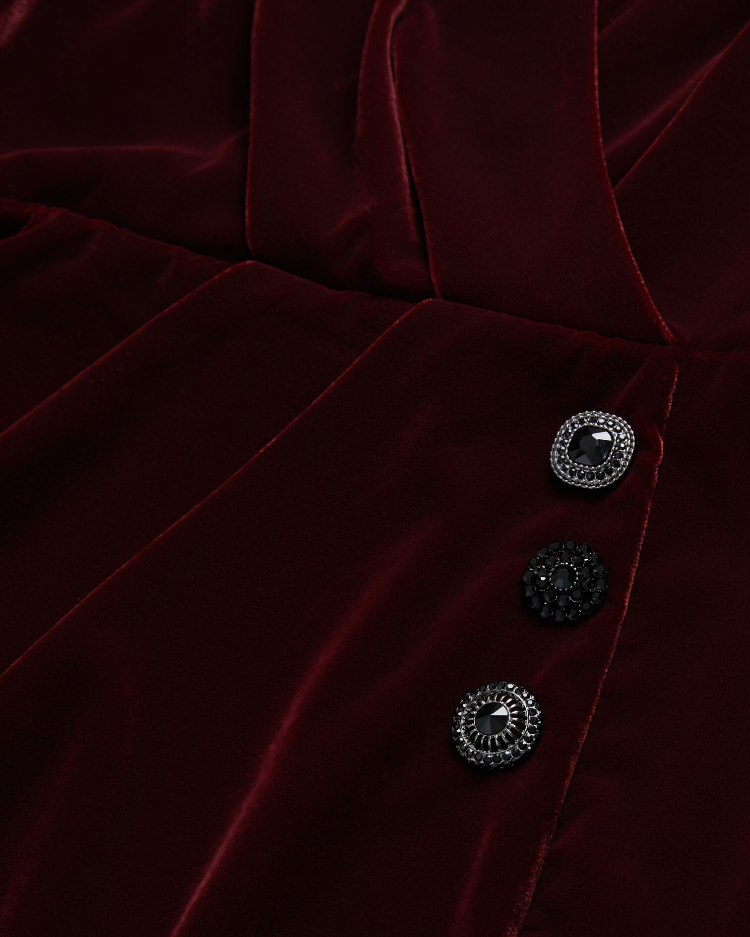 Bordeauxrotes, kurzes Kleid aus Samt, BURGUNDY, hi-res image number null