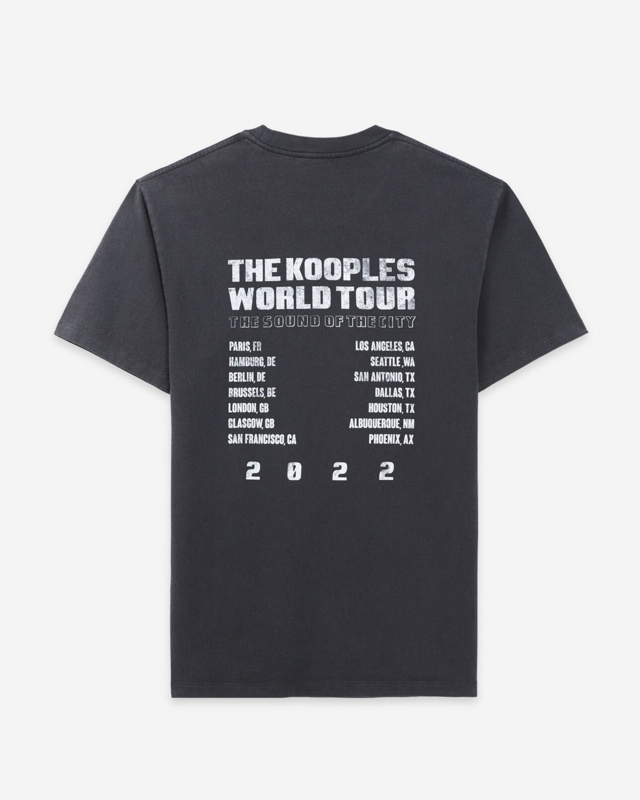 The Kooples MEN BLACK WASHED faded black cotton t-shirt with chest logo