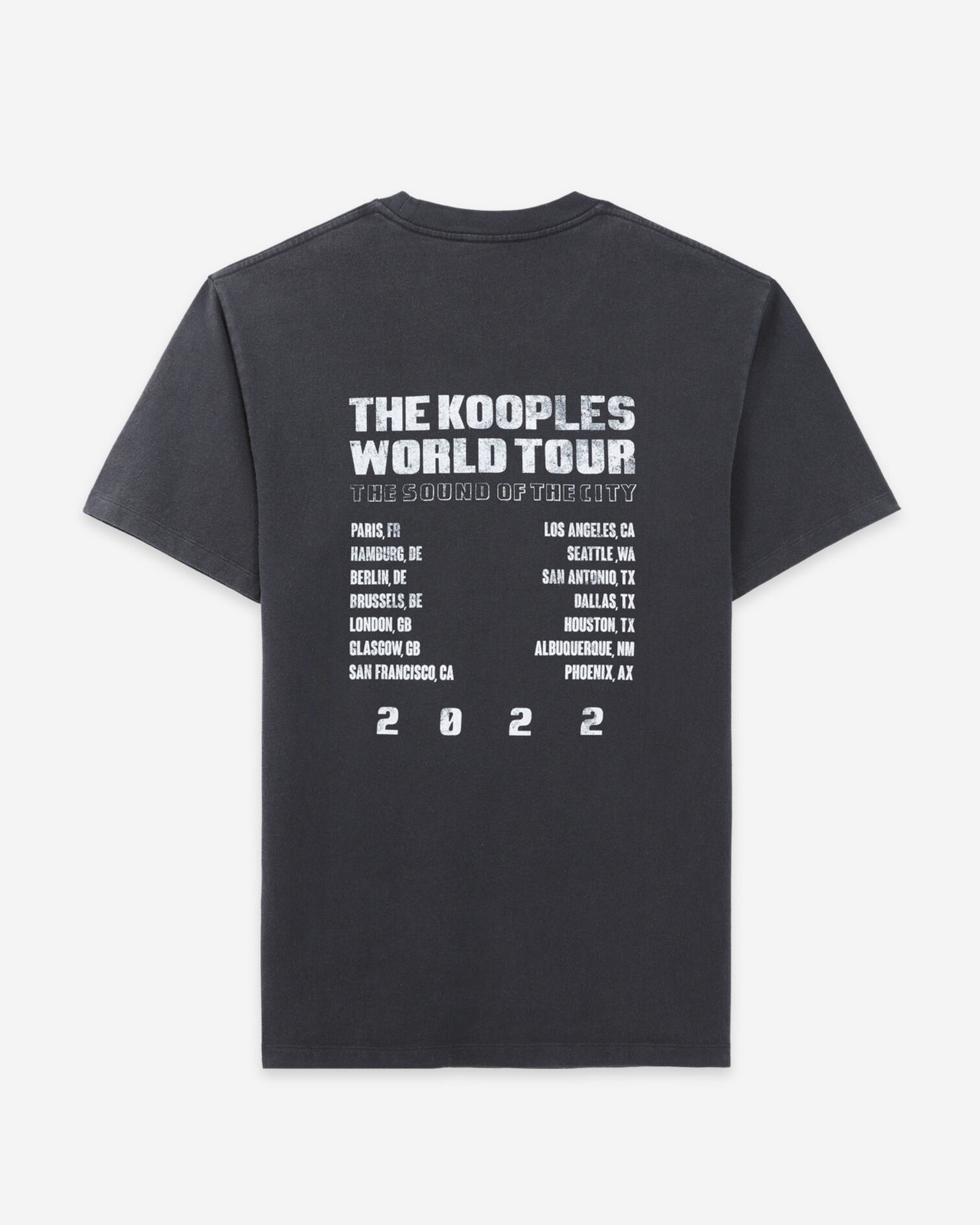 Faded black cotton T-shirt with chest logo, BLACK WASHED, hi-res image number null