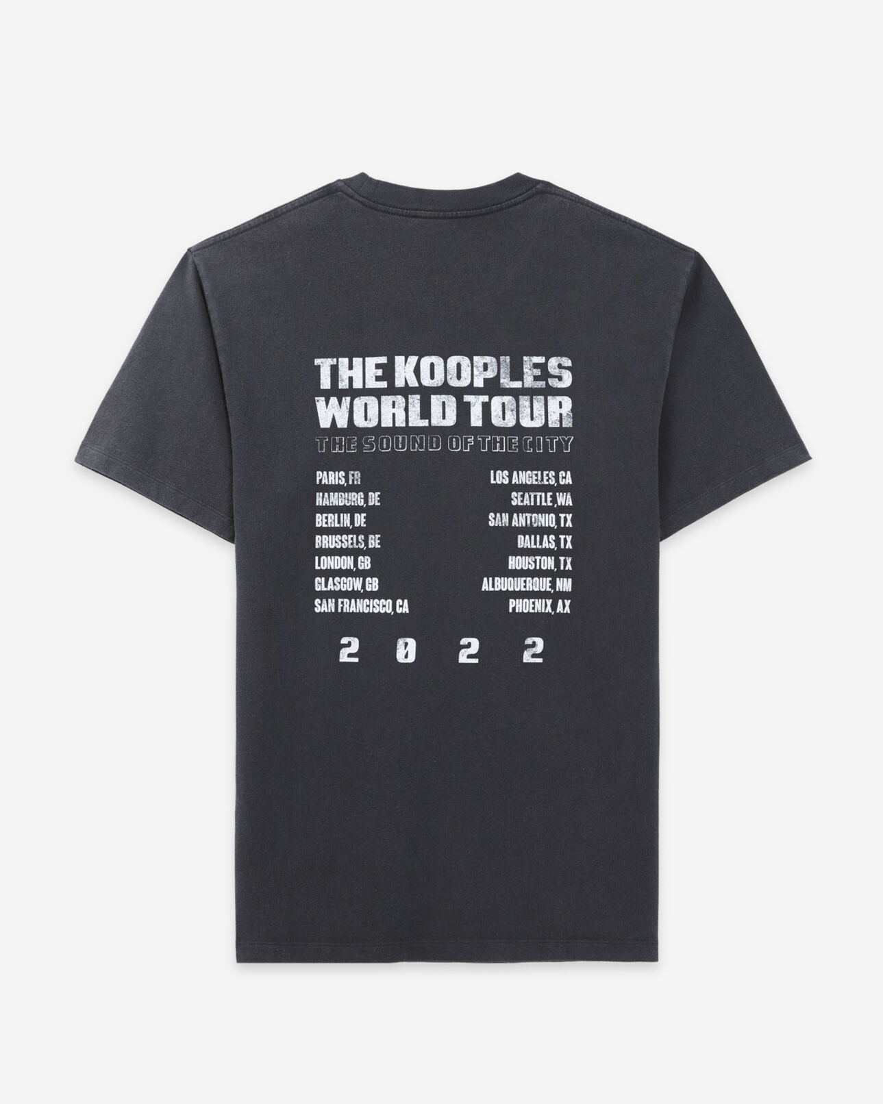 The Kooples MEN BLACK WASHED faded black cotton t-shirt with chest logo