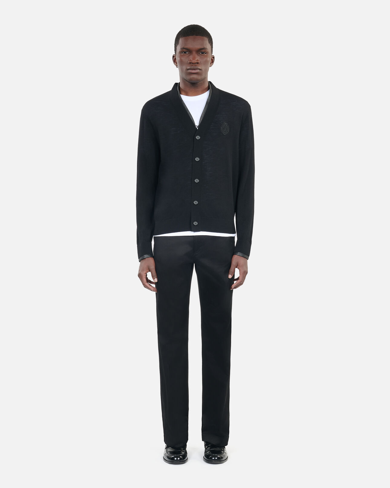 The Kooples HOMME BLACK cardigan en laine merinos noire