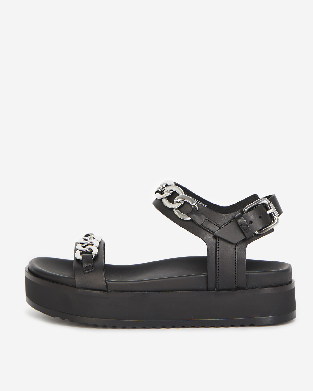 The Kooples FEMME BLACK sandales compensées noires à chaînes
