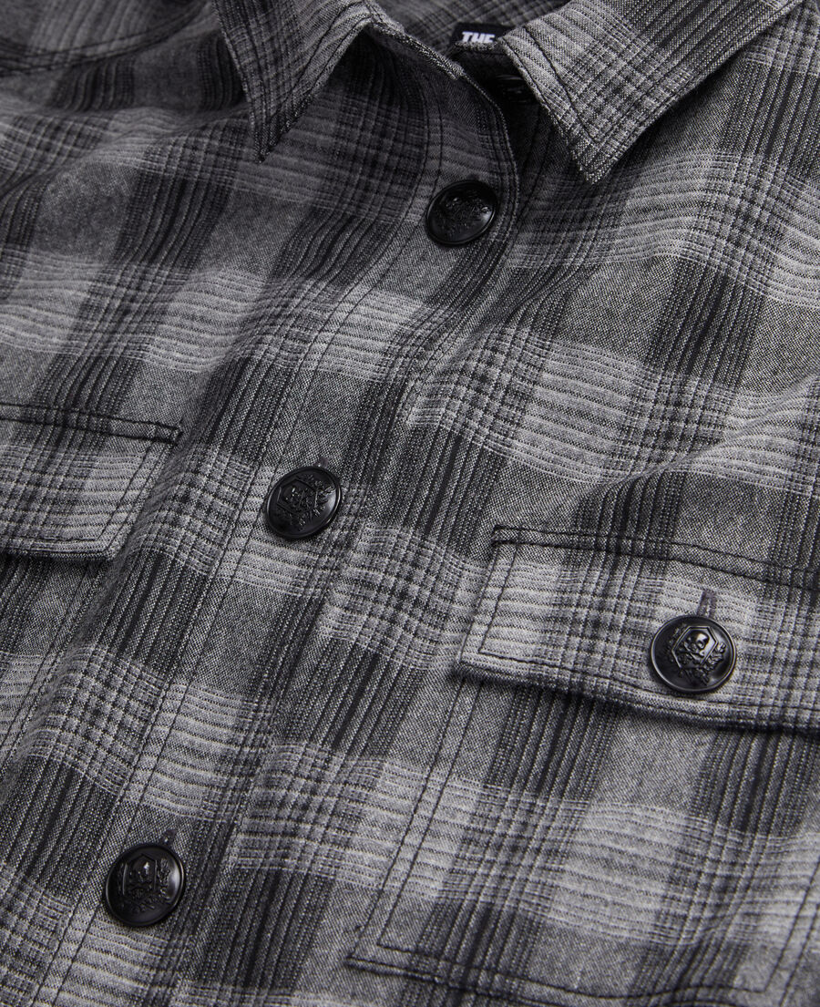 The Kooples WOMEN GREY BLACK short grey checkered shirt dress
