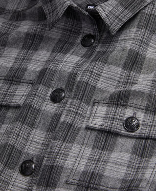 The Kooples WOMEN GREY BLACK short grey checkered shirt dress