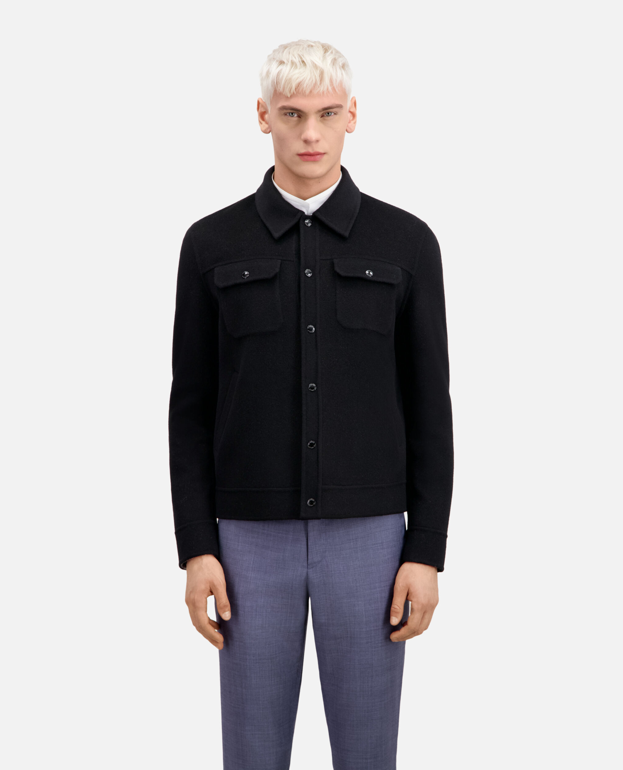 Hemdjacke aus Wollmischung mit Karomuster, BLACK, hi-res image number null
