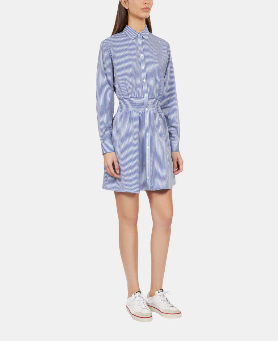 The Kooples WOMEN BLUE WHITE blue and white striped mini shirt dress