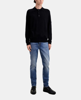 The Kooples MEN BLACK black knit polo t-shirt