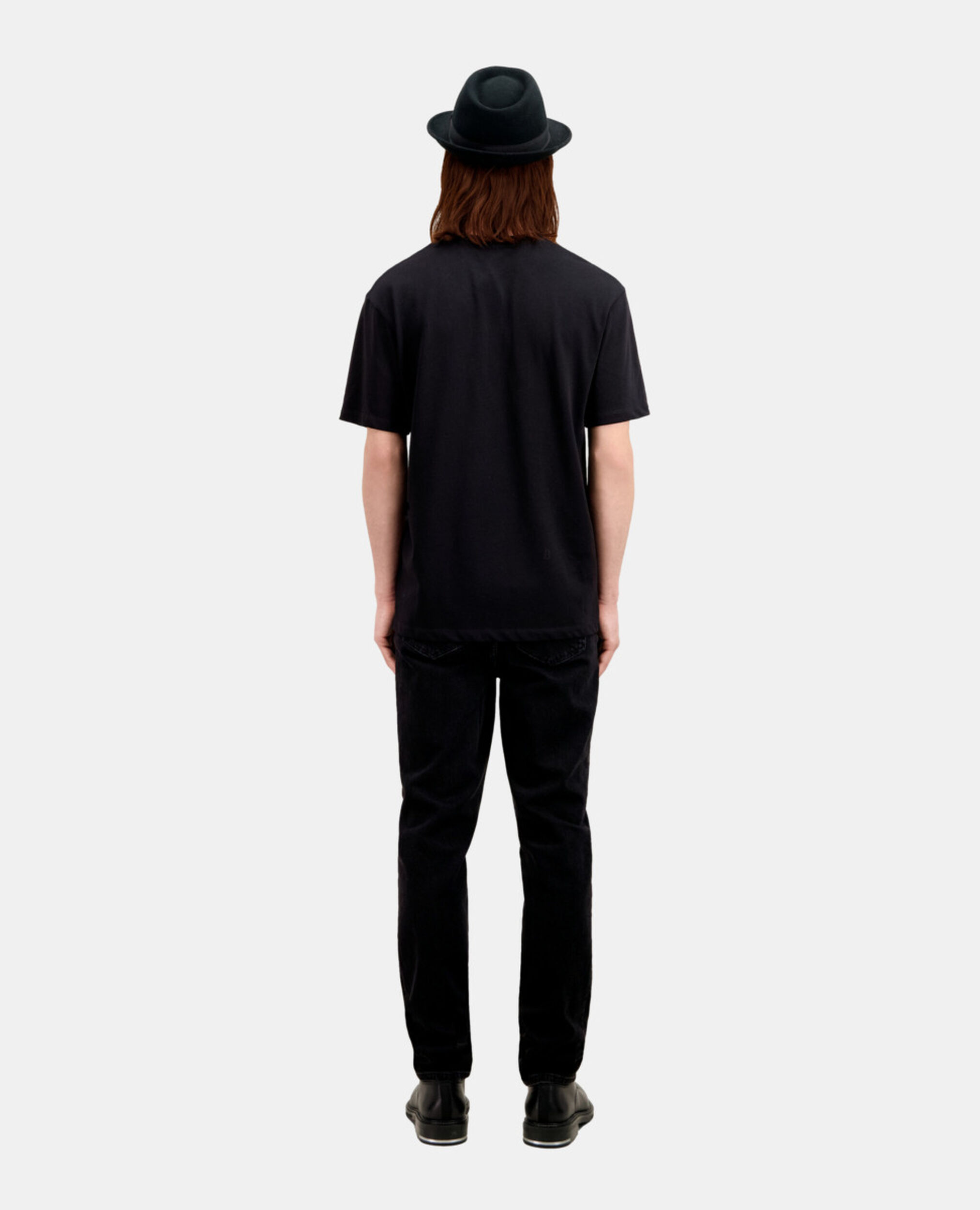 Men's black t-shirt with color gradient logo serigraphy, BLACK, hi-res image number null