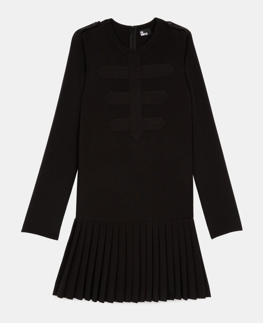 The Kooples FEMME BLACK robe courte plissée noire