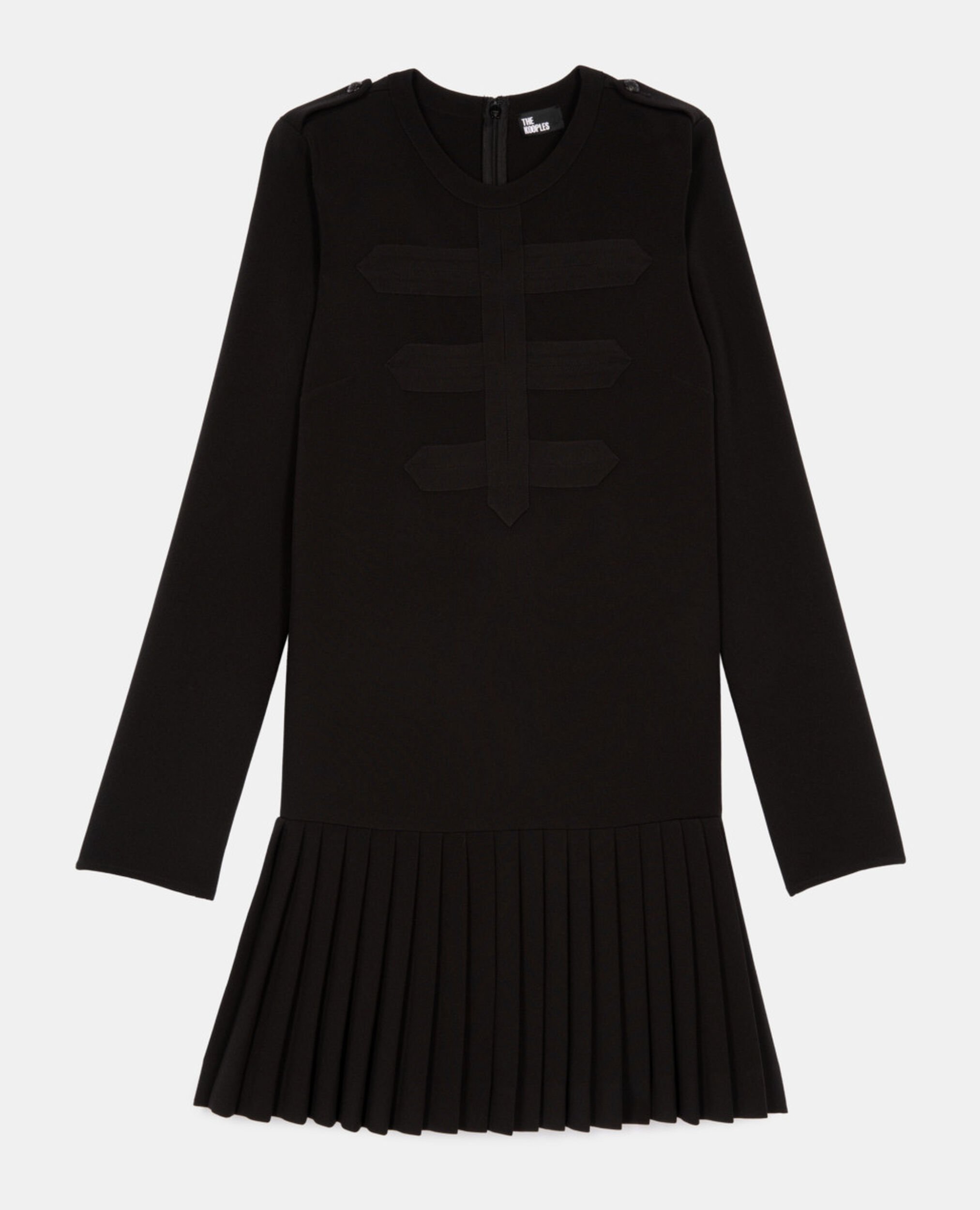 Robe courte plissée noire, BLACK, hi-res image number null