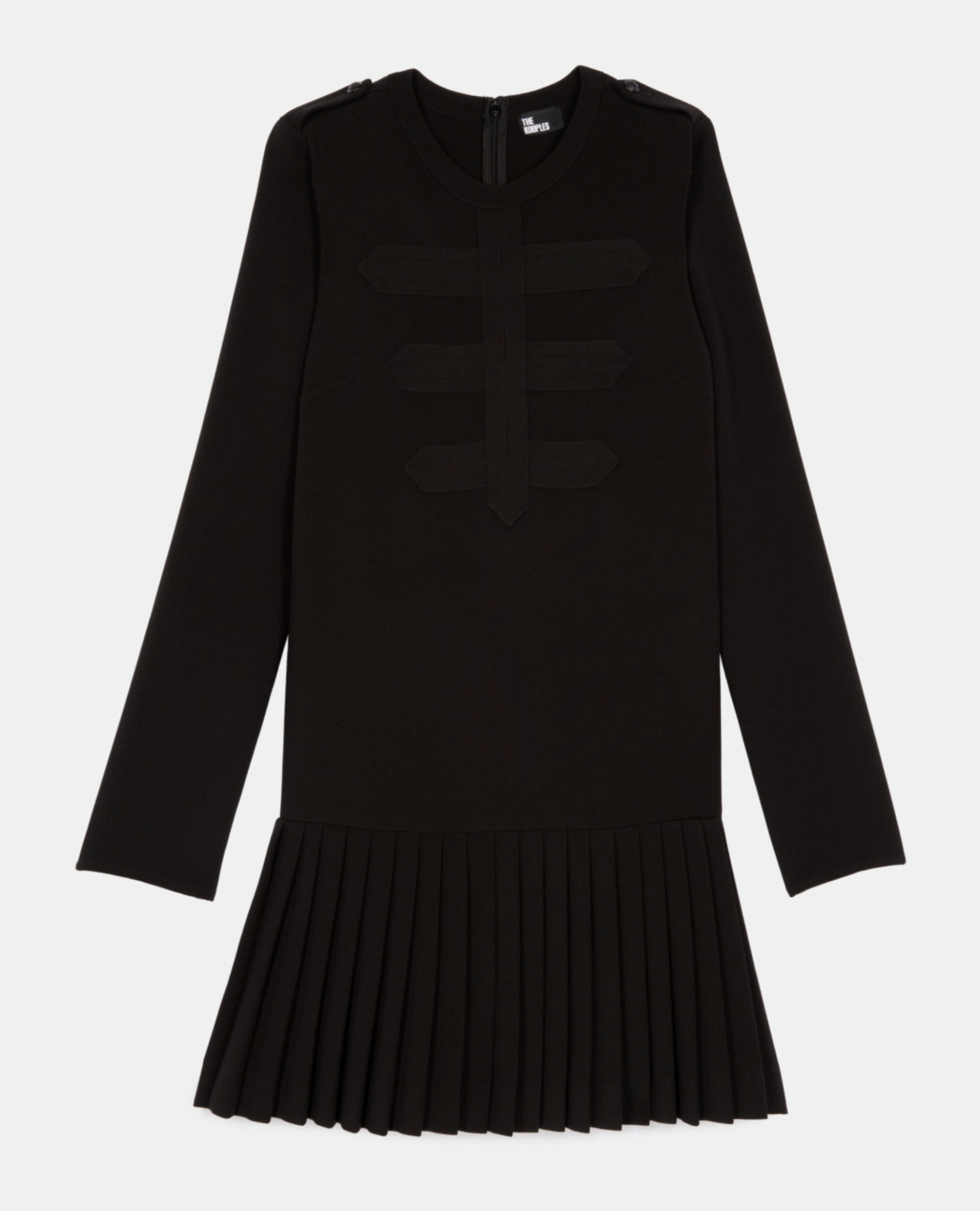 Robe courte plissée noire, BLACK, hi-res image number null