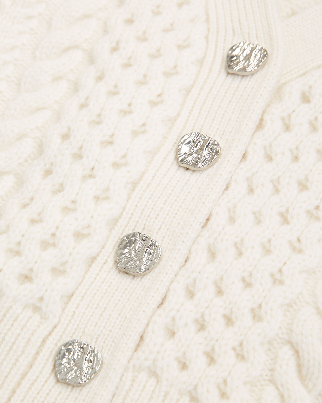 The Kooples WOMEN ECRU ecru wool cardigan with jewel buttons