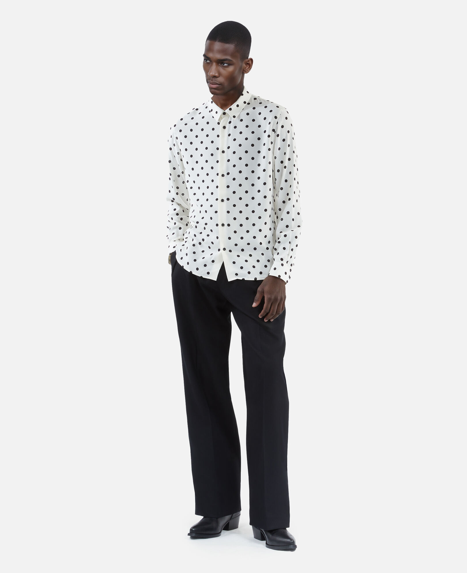 The Kooples MEN WHITE / BLACK white polka dot printed shirt