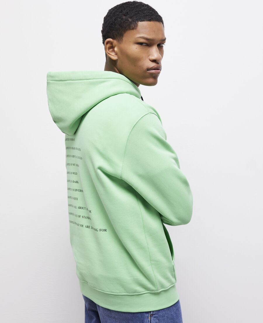 grünes kapuzensweatshirt mit schriftzug