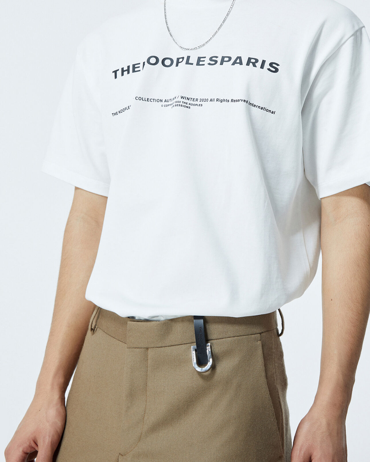 The Kooples MEN CAMEL camel-colored wool pants w/leather detail