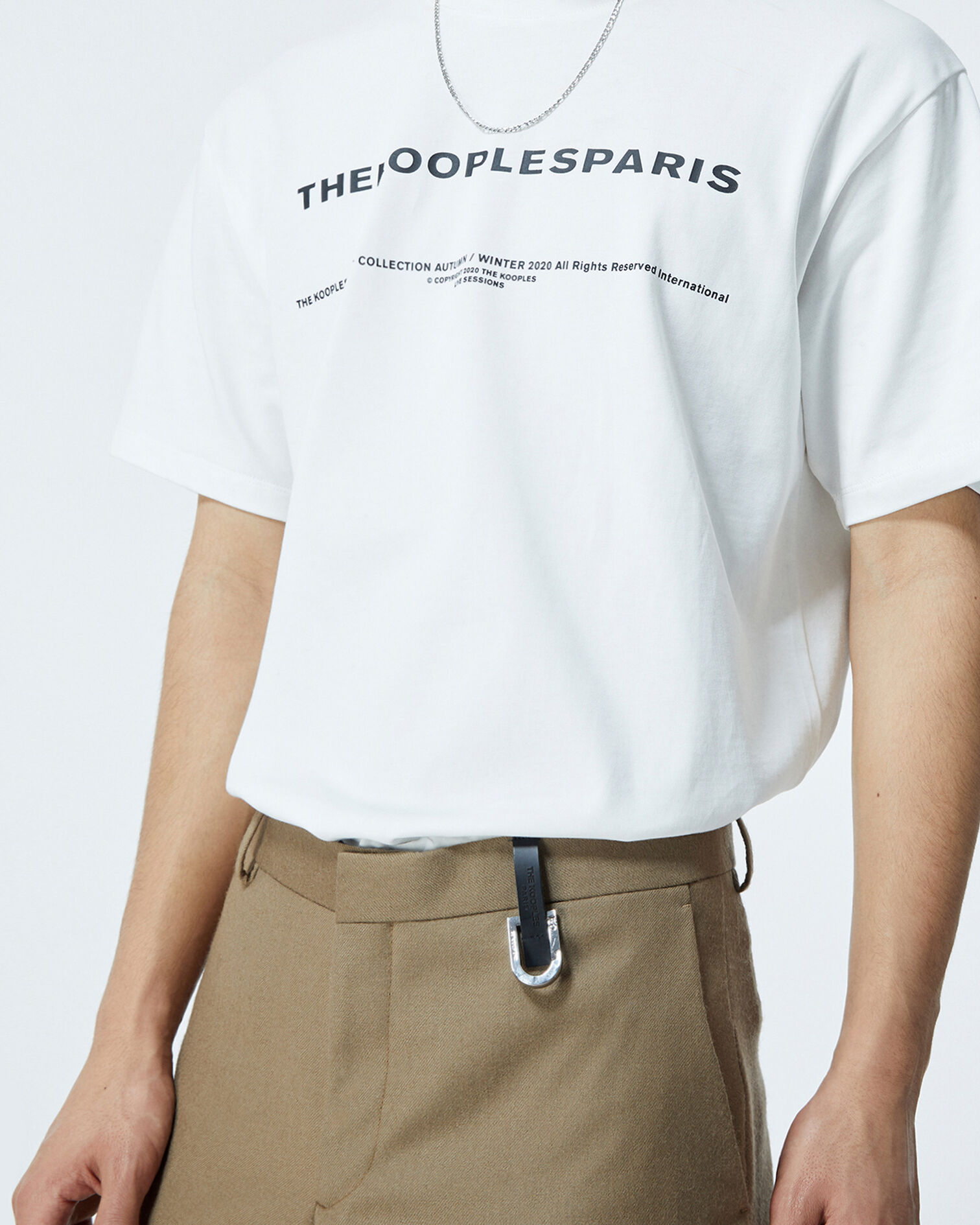 Camel-colored wool pants w/leather detail, CAMEL, hi-res image number null