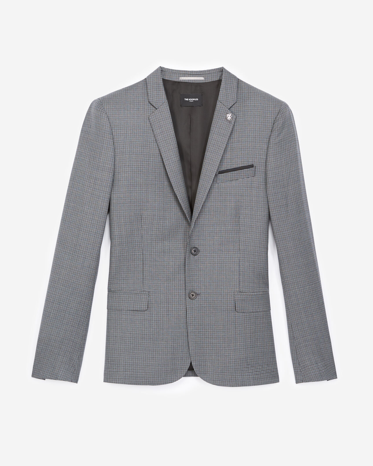 The Kooples MEN GREY grey wool jacket with houndstooth motif