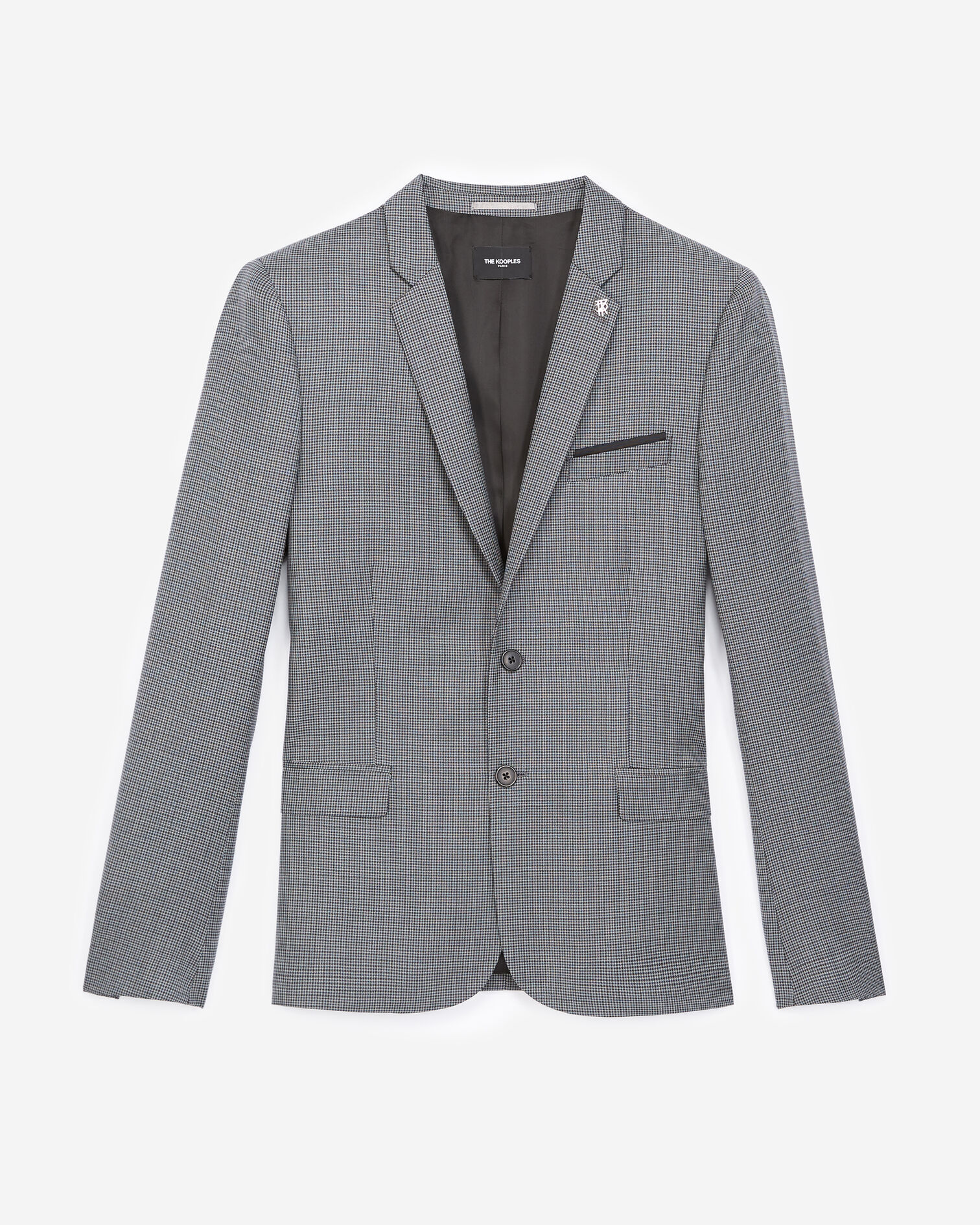Grey wool jacket with houndstooth motif, GREY, hi-res image number null