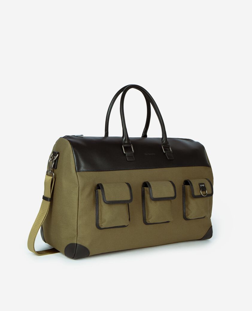 The Kooples HERREN KAKI wochenendtasche aus canvas und leder in khaki