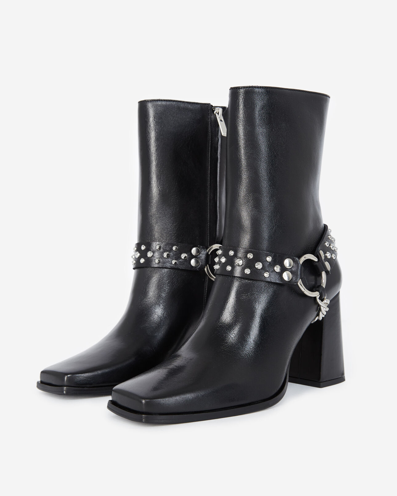 The Kooples FEMME BLACK boots noires talons cuir bijou amovible