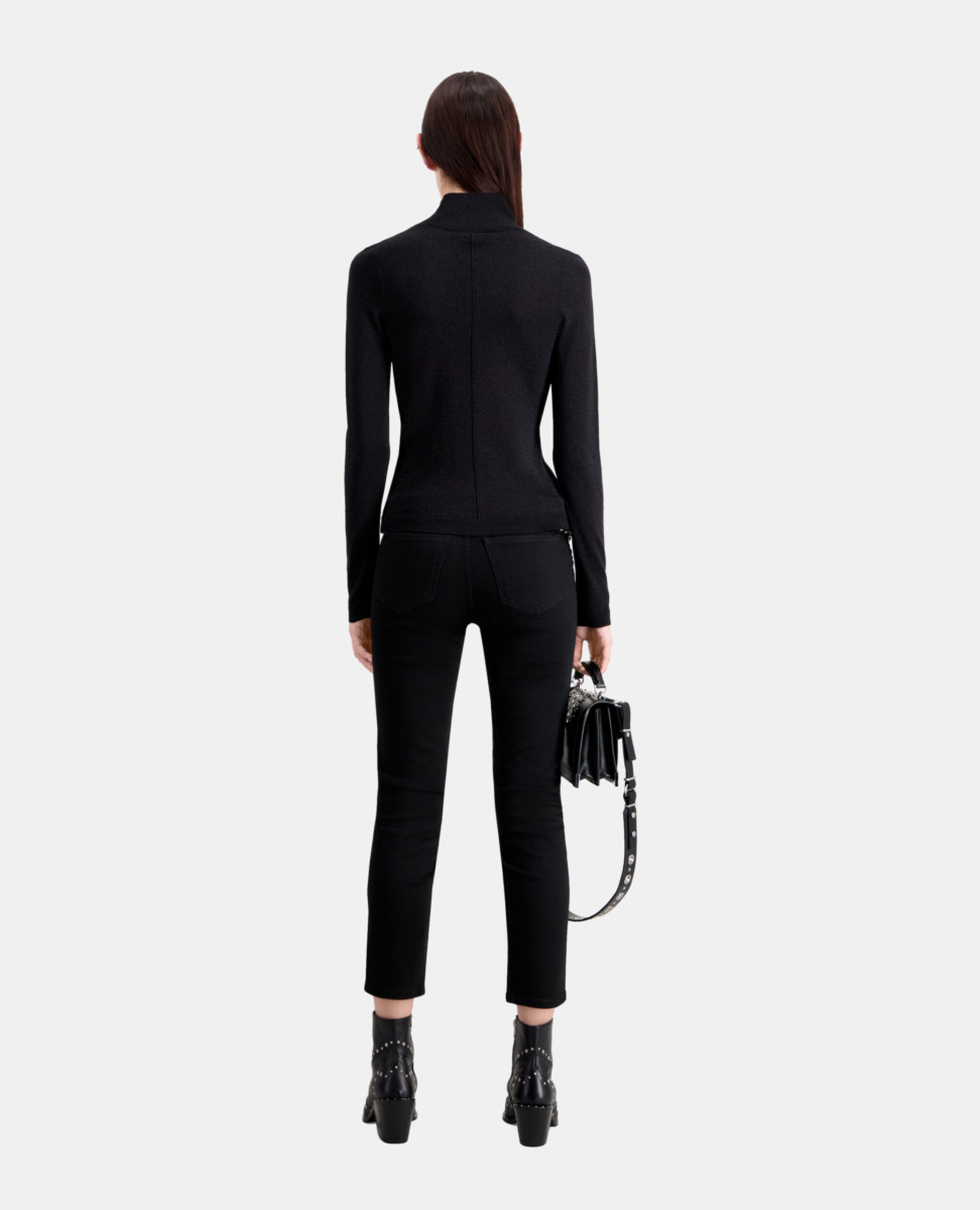 Black glitter effect sweater, BLACK, hi-res image number null