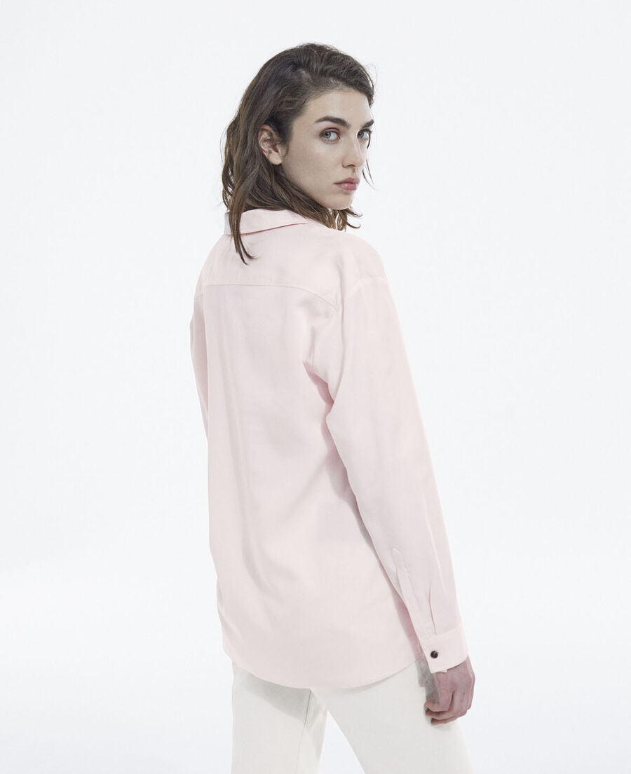chemise oversize rose tencel boutonnée