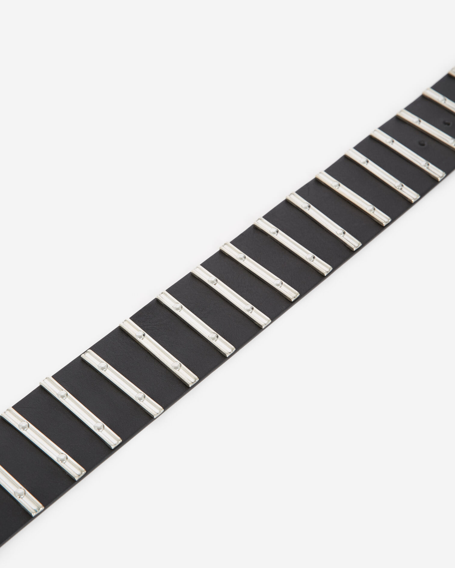 Black skinny leather belt with silver details, BLACK, hi-res image number null
