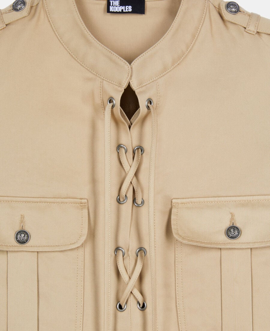 The Kooples FEMME BEIGE robe saharienne courte beige 