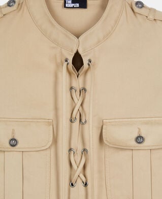 The Kooples FEMME BEIGE robe saharienne courte beige 