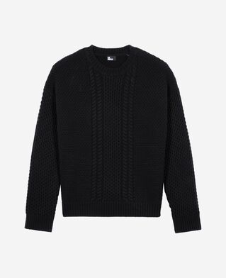 The Kooples MEN BLACK black wool cable sweater