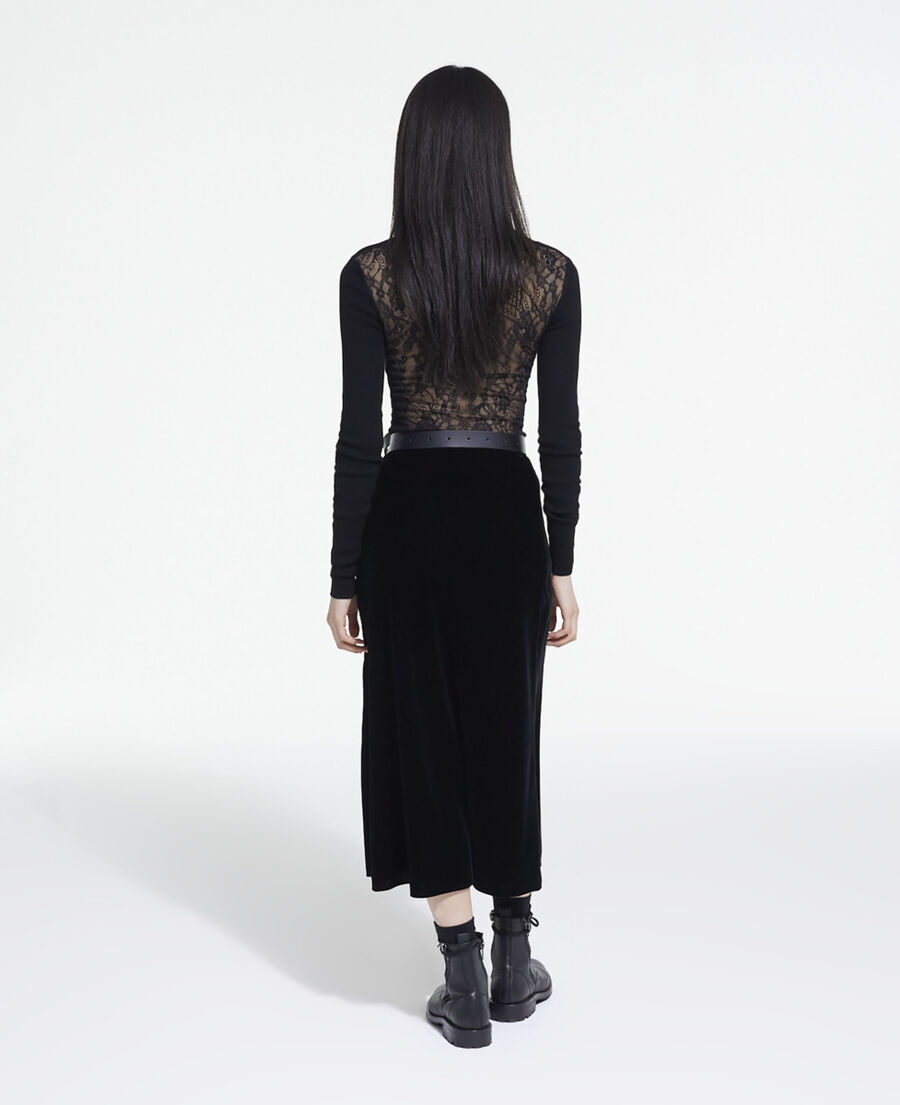 jupe longue en velours noire