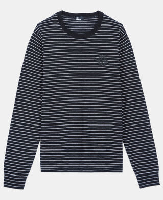 The Kooples MEN BLACK / WHITE striped wool sweater