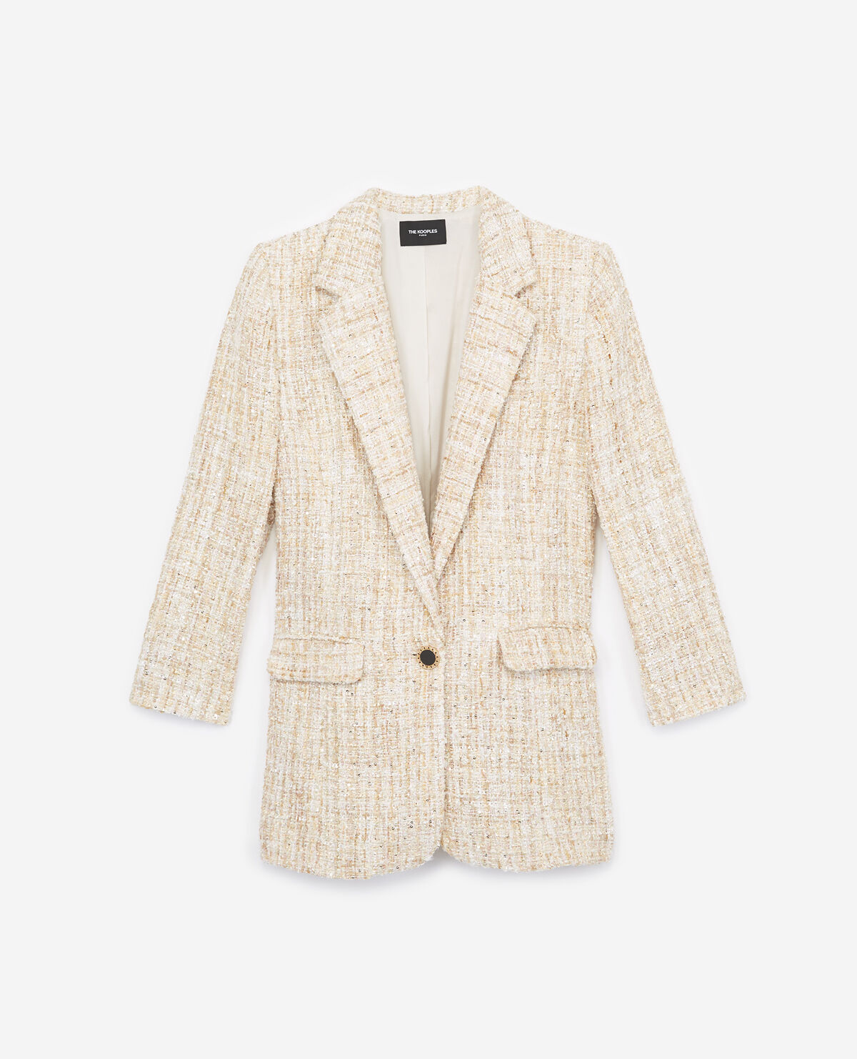Long ecru tweed blazer The Kooples Women
