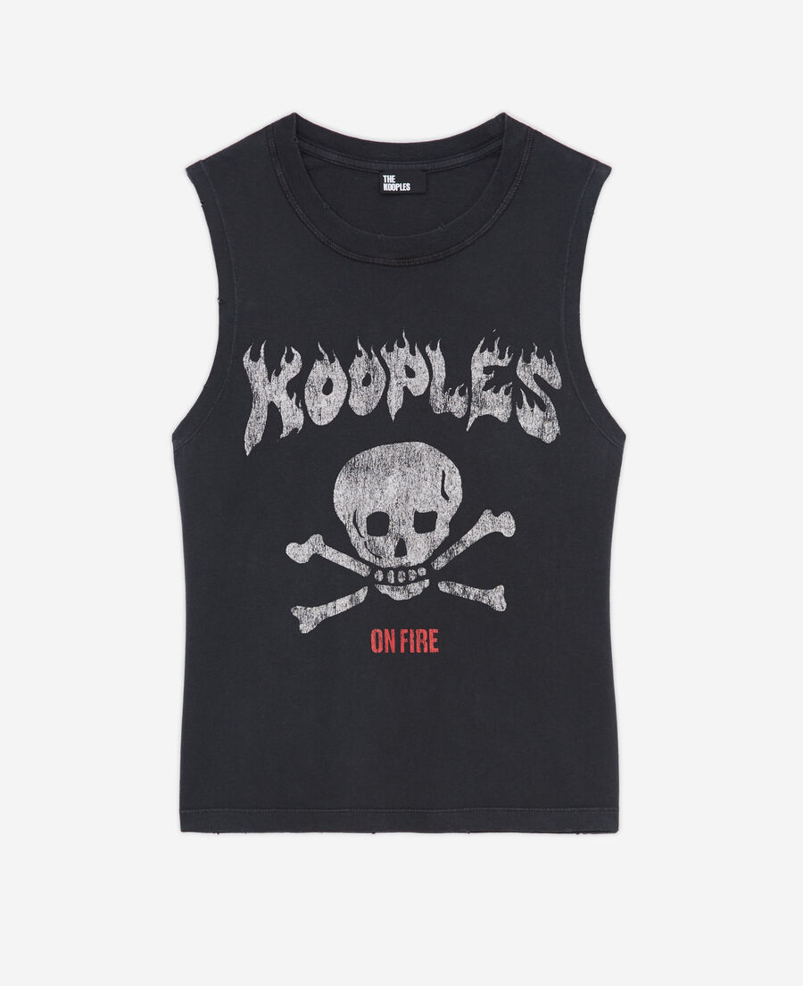 women's black screen print t-shirt
