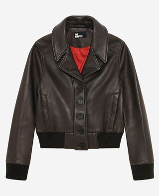 The Kooples WOMEN BROWN short brown leather jacket