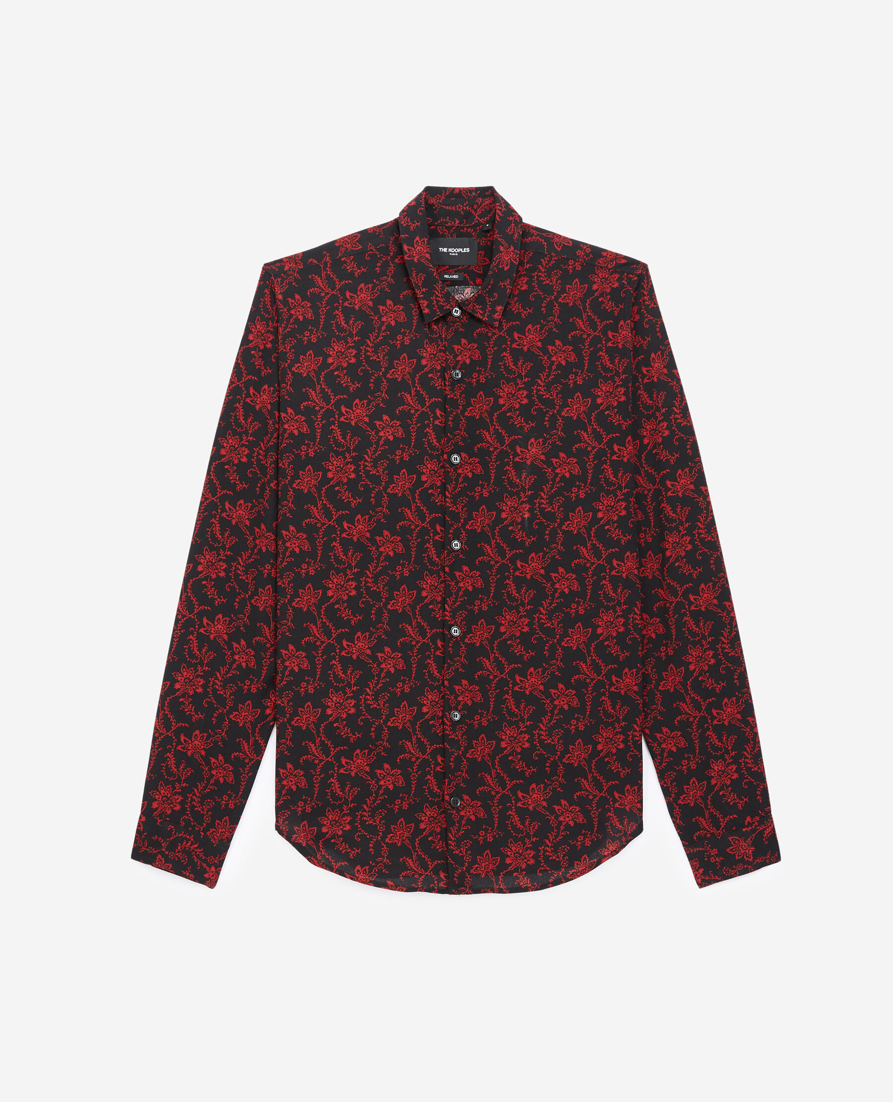 Chemise noire fluide imprim fleurs