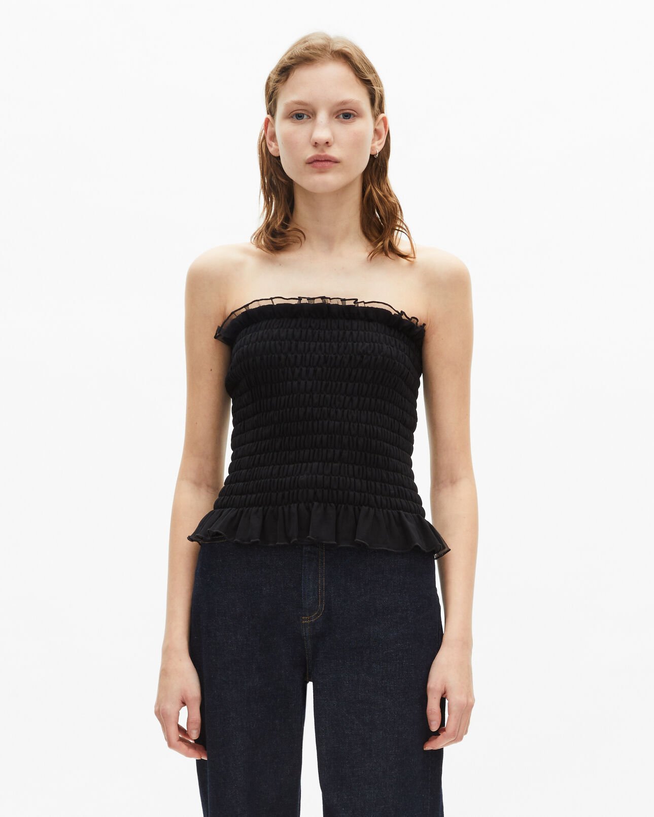 The Kooples MUJER BLACK top bustier negro ahumado