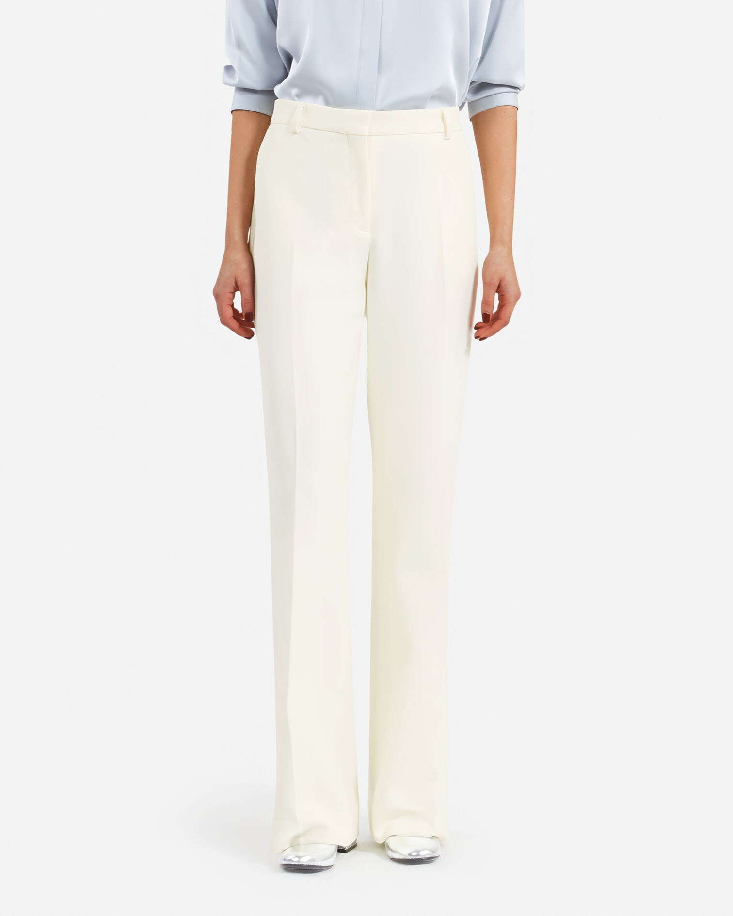 Ecru crepe suit trousers straight cut, ECRU, hi-res image number null