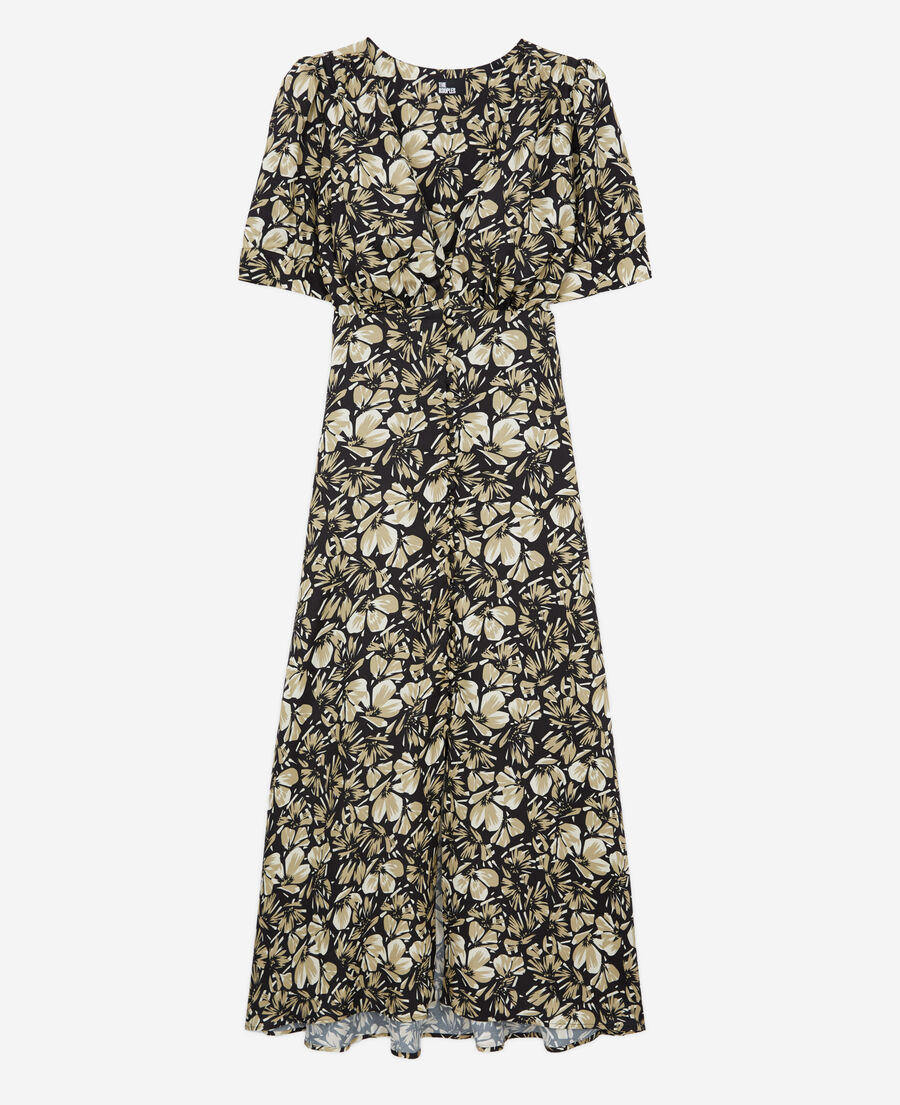 robe longue imprimée avec boutonnage