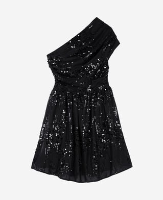 The Kooples FEMME BLACK robe courte à sequins effet drapé noire