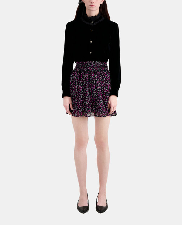 short printed skirt with smocking