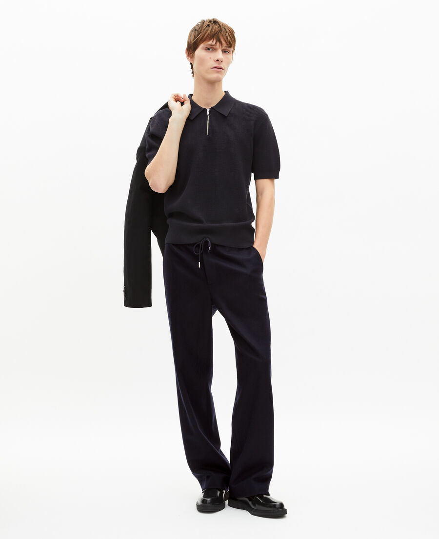 The Kooples HERREN NAVY weit geschnittene hose aus marineblauer wolle