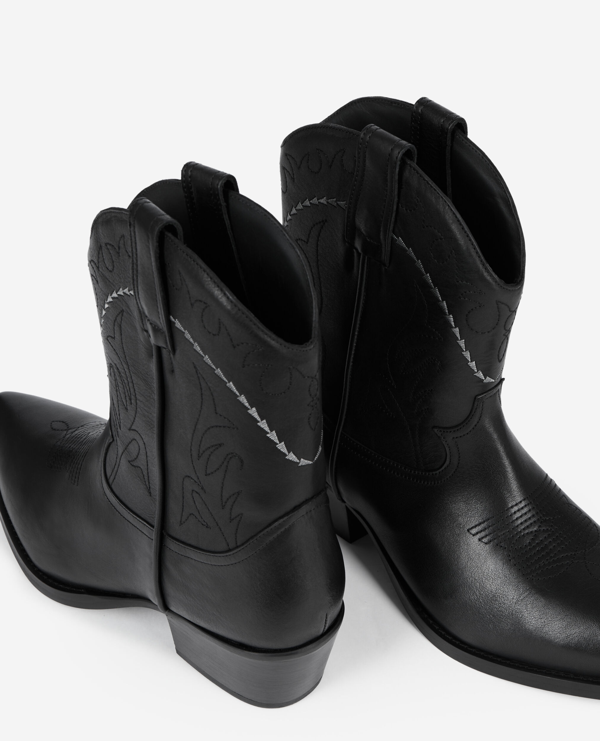 Black leather western boots