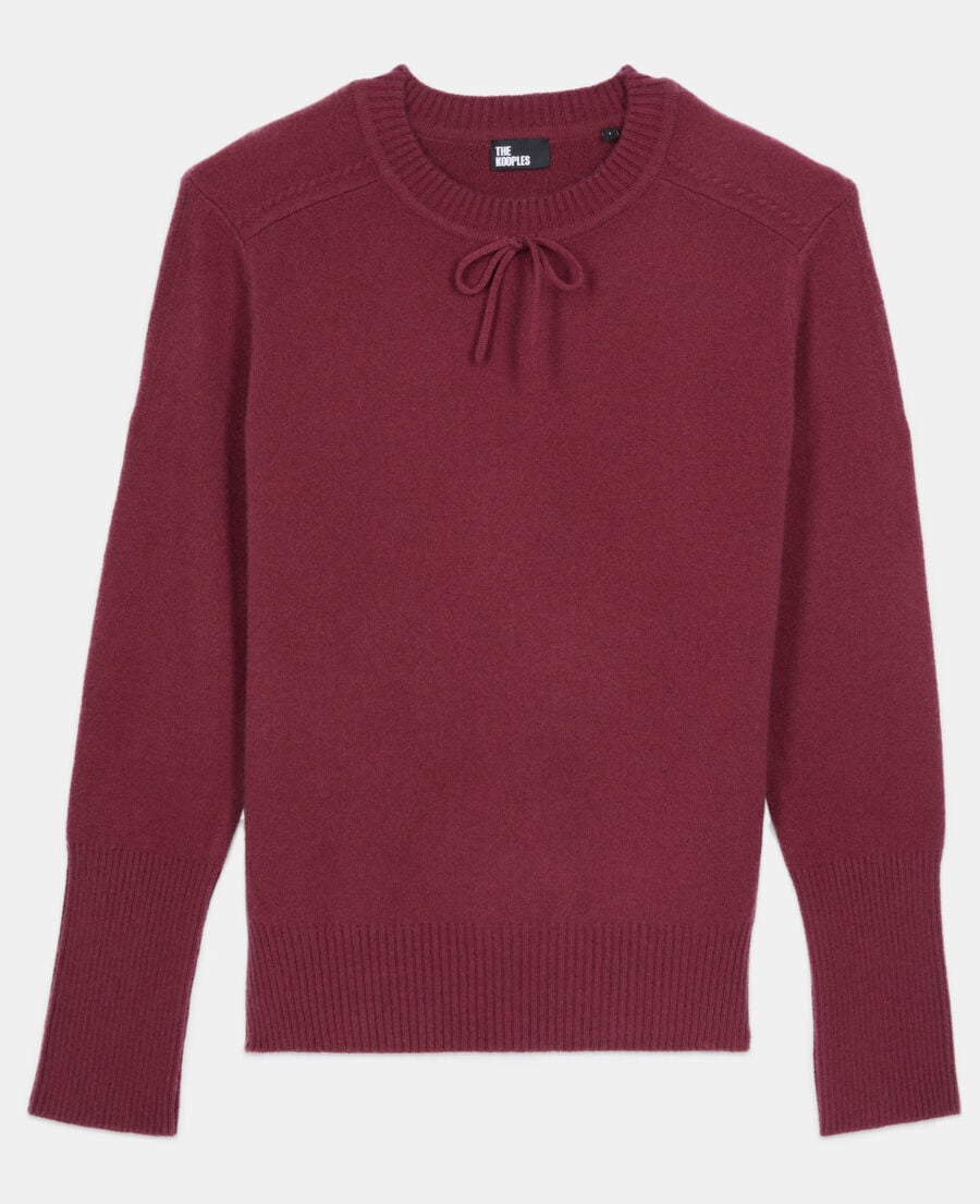 The Kooples WOMEN AUBERGINE burgundy cashmere sweater
