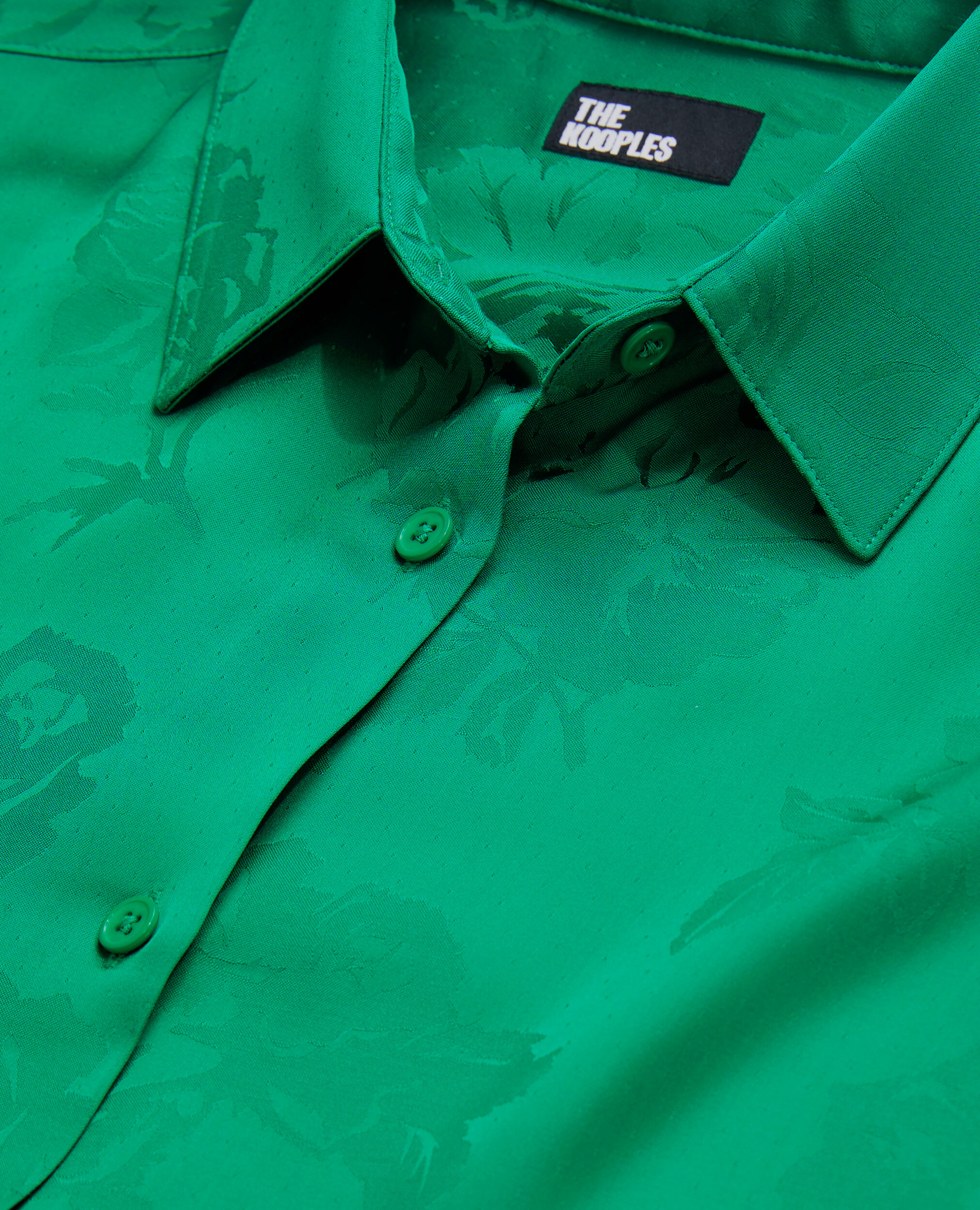 Grünes Jacquard-Hemd mit Blumenmotiv, GREEN, hi-res image number null