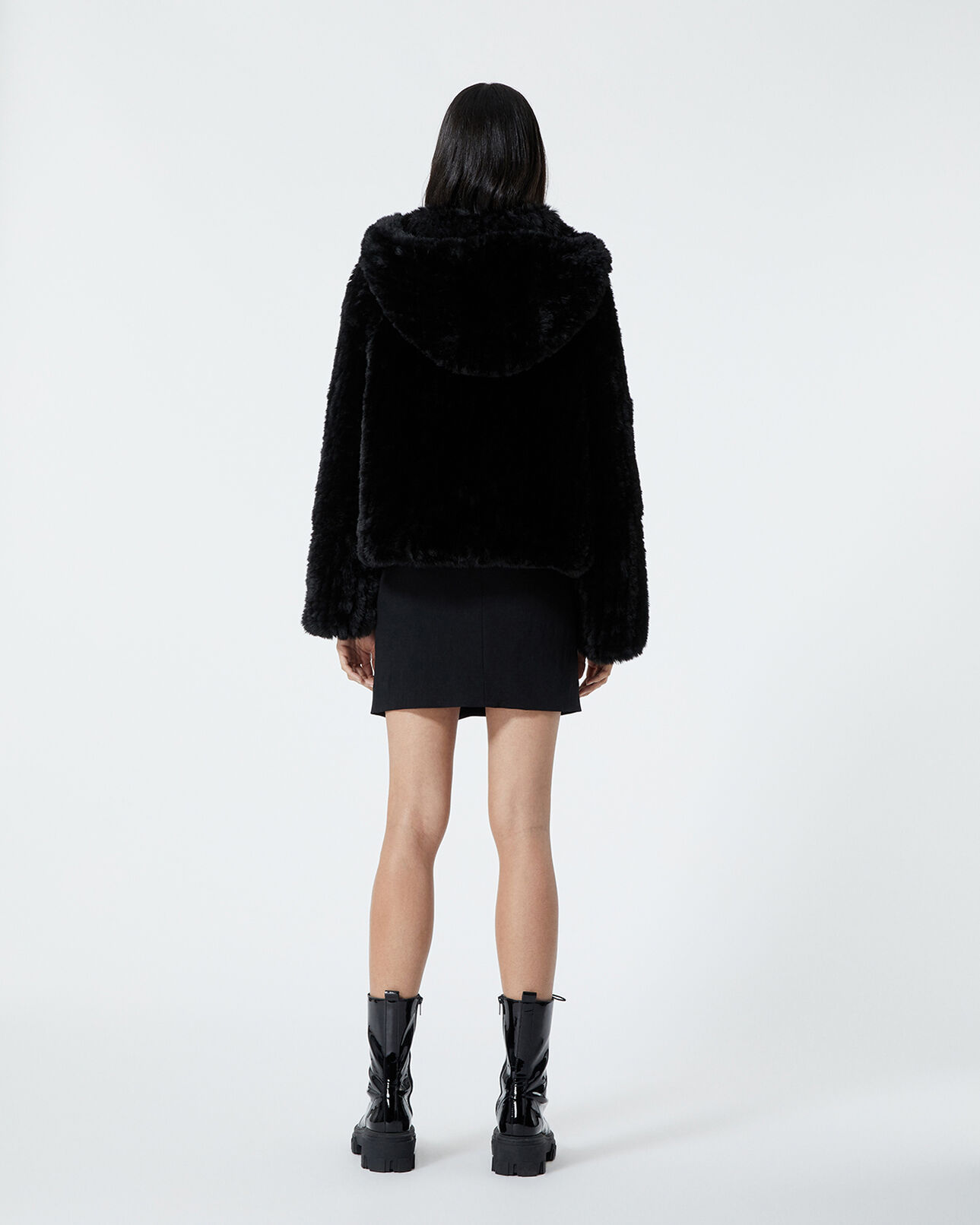 The Kooples WOMEN BLACK black sweatshirt in faux fur